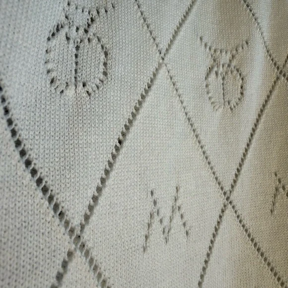 Anthropologie Maeve White V-Neck Sweater with Black Accents - Picture 3 of 7